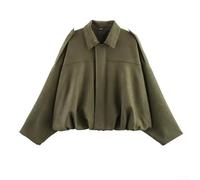 Veste élégante en daim polyester pour femme avec manches chauve-souris et fermeture éclair pour une utilisation décontractée, en boîte de nuit et à la maison en toute saison (M vert armée)