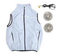 Veste en Climatisation avec 2 Ventilateurs, Gilet de Travail climatisé Unisexe pour Hommes et Femmes, Gilet de Refroidissement à 3 Niveaux à 3 Niveaux USB pour le Plein Air