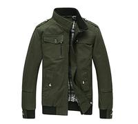 Veste en Coton Léger pour Hommes Manteau Coupe-Vent D’extérieur Vestes Classiques à Fermeture éclair Intégrale Vestes à Col Montant Printemps Et Automne Veste Milit, C-Green, L