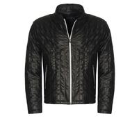 Veste en Cuir Armano Noir/Blanc Homme Veste Agneau Nappa Veste Matelassée