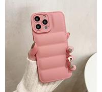 Veste en Cuir de Luxe The Puffer Phone Case pour iPhone 14 13 12 11 Pro XS Max x XR 7 8 Puls SE Color de Choc de la Couleur Couvre étanche, Poudre de Sable, pour iPhone 13 Promax