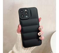 Veste en Cuir de Luxe The Puffer Phone Case pour iPhone 14 13 12 11 Pro XS Max XR 7 8 Puls SE Coup de Choc à la Couleur Couvre d'amortisseur, Noir, pour Xsmax (6.5)