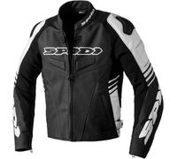 Spidi Track Warrior Veste en cuir de moto, noir-blanc, taille 56 pour homme