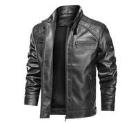 Veste en cuir de vachette souple et résistant pour homme - Style motard - Veste d'hiver avec fourrure - Veste mi-saison - Veste de motard matelassée - Décontractée - Veste de loisir - Avec fermeture