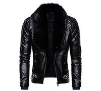 Veste en cuir doublé polaire pour homme, veste courte chaude pour homme, manteau de moto rétro steampunk avec col en fourrure, manteau d'hiver en similicuir vintage, manteau aviateur volant, manteau