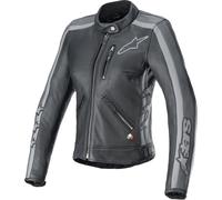 Veste En Cuir Femme Alpinestars Stella Dyno Lg Noir Tar Gris/Gris Foncé