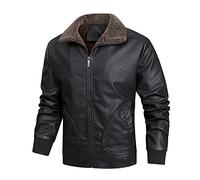 Veste en Cuir Homme Hiver Chaud Blouson Polaire Veste Cuir Blousons À Capuche Veste Doublé Et Épaisse Grande Taille Manteau Motard Cuir Décontracté Blouson Zippé Épaisse Homme Manteau