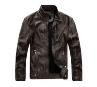 Veste en cuir homme PU Vestetylé - LEOCLOTHO - Brown - Coupe décontractée - Style mince L