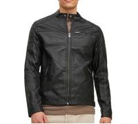 Veste en cuir - JACK & JONES - Tano - Homme - Noir - Fermeture zippée M