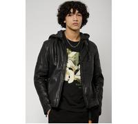 Veste en cuir - KAPORAL - LUINE - Noir - Capuche amovible - 3 poches zippées S