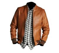Veste en cuir marron style bomber moto | Cafe Racer rétro pour homme, Marron - Blouson aviateur, M