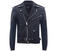 Veste En Cuir Noir Pour Homme Brando Biker Rock Moto Rétro