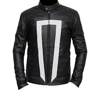 Veste en cuir noir pour homme Ghost Biker Agents of R.I.D.E.R, Noir - Cuir synthétique., L
