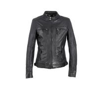 Oakwood 60901 - Veste en cuir - Col à boutons - Manches longues - Homme - Noir - Large (Taille fabricant: L)