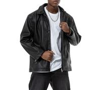 Veste en cuir oversize - Grande veste de motard tombante en cuir synthétique, Noir , M
