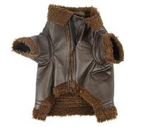 Veste en Cuir pour Chien, Veste d'hiver en Cuir pour Chiens et Chats de Petite, Moyenne et Grande Taille, matériau PU de Haute qualité avec Doublure épaisse en Peluche, Manteau (S)
