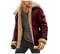 Veste en Cuir pour Homme - Col Montant - Bomber Aviateur Militaire - Doublée - Moto - Transition - Vintage Hiver Chaud - Imperméable - Coupe-Vent, Bordeaux, XXXL