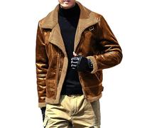 Veste en cuir pour homme marron doublée - Veste thermique 4XL - Veste thermique décontractée - Manteau froid - Veste décontractée - Imperméable - Manteau d'hiver coupe-vent - Veste d'hiver élégante