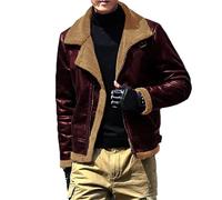 Veste en cuir pour homme marron doublée - Veste thermique 4XL - Veste thermique décontractée - Manteau froid - Veste décontractée - Imperméable - Manteau d'hiver coupe-vent - Veste d'hiver élégante