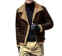 Veste en cuir pour homme marron doublée - Veste thermique 4XL - Veste thermique décontractée - Manteau froid - Veste décontractée - Imperméable - Manteau d'hiver coupe-vent - Veste d'hiver élégante