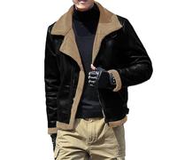 Veste en cuir pour homme marron doublée - Veste thermique 4XL - Veste thermique décontractée - Manteau froid - Veste décontractée - Imperméable - Manteau d'hiver coupe-vent - Veste d'hiver élégante