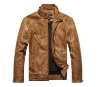 Veste en cuir pour Hommes - MOBIGARLAN - Uni - Marron - Blouson moto - Vêtements masculins - XH302A1 XL