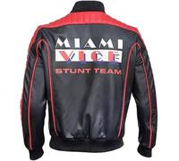 Veste en cuir synthétique pleine fleur pour homme Miami The Vice Stunt Ryan Team Gosling Automne Noir Taille 2XS-4XL, Noir - Faux, M