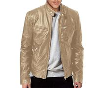 Veste en cuir synthétique pour homme - Biker - Hiver - Moto - Rétro - Vintage - Veste en cuir synthétique - Personnalisée - Métal brillant - Veste demi-saison - Veste d'extérieur tendance -