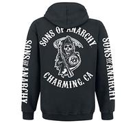 Veste en cuir synthétique pour homme Soa Son of Anarchy Biker Club California - Gilets et sweat à capuche pour homme, Soa Sweat à capuche en polaire Noir, S