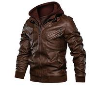 Veste en Cuir Véritable pour Homme - Loisirs, Automne et Hiver - Fonctionnelle à Revers - Fermeture Éclair - Extérieur et Sport, Z03 - Marron, XL