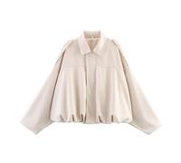 Veste En Daim Femme, Veste Bomber Femme, Trench Femme Court, Veste En Daim Femme, Veste De Transition Élégante Femme, Veste Femme En Similicuir(White,L)