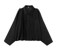 Veste en daim synthétique Y2K pour femme avec fermeture éclair intégrale et manches chauve-souris - Vêtement d'extérieur court tendance et décontracté