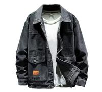 Veste en denim non doublée pour homme - Style western - Stretch - Veste mi-saison avec col rabattu - Printemps - Automne - Poche de poitrine - Veste de loisirs - Sans capuche - Western, O gris., 4XL