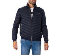 Armani Exchange Veste matelassée zippée avec Logo Milano/New York Manteau Alternatif en Duvet, Bleu Marine/Gris mélangé, L Homme