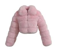Veste en fausse fourrure duveteuse à revers pour femme avec fermeture éclair - Grande taille - Manteau d'hiver chaud à poils longs, rose foncé, 5XL