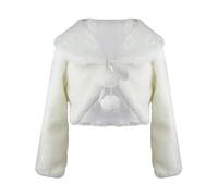 Veste en fausse fourrure pour filles Boléro Châle Princesse Wraps Adolescentes Manches longues Boléro court Manteau Veste Cape à fleurs Manteau pour robe de soirée de mariage Tout-petits Confortable