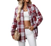 Veste en flanelle à carreaux pour femme, chemise décontractée à manches longues boutonnée, chemisier d'affaires grande taille, vêtements d'automne, 1 pièce - A, M