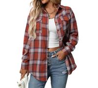 Veste en flanelle à carreaux pour femme, chemise décontractée à manches longues boutonnée, chemisier d'affaires grande taille, vêtements d'automne, 1 pièce - C, XL