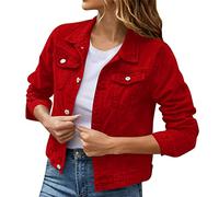 Veste en jean 2025 pour femme - Vintage - Couleur unie - Noir - Stretch - Veste courte légère et esthétique - Pour femme - Mode streetwear, 22, S