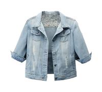 Veste en jean à manches courtes pour femme - Veste courte en jean bleu clair pour femme - Cardigans d'été longs pour femmes veste de sport jeansjacket grande taille veste en toile cardigan long été