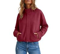 Veste en jean courte à col montant, fermeture éclair, style décontracté | Doudoune Noir Courte Blazer Capuche Randonnée 3 and Imprimé Reflechissante Bouteille Intérieur Jacquard Brun