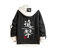 Veste en jean - Déguisement de l'animé Attaque des Titans - Avec cordon de serrage - Veste en jean à capuche - Manches longues - Décontractée - Pour adolescents, garçons et filles - - S