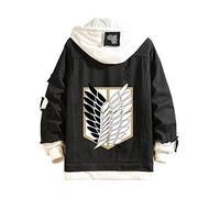 Veste en jean - Déguisement de l'animé Attaque des Titans - Avec cordon de serrage - Veste en jean à capuche - Manches longues - Décontractée - Pour adolescents, garçons et filles - - XXX-Large