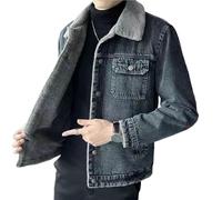 Veste en jean doublée Sherpa for homme 2025, col en polaire épais et pelucheux, coupe ample, style camionneur(Grey 3,XXXX-Large)