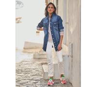 Veste en jean effet « destroy » tendance - Mandarin - bleu délavé BLEU DÉLAVÉ 52