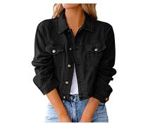 Veste en jean élégante pour femme - Blanche - Boléro noir - Taille 50 - Pour mariage - Veste d'été légère - Stretch - Courte - Blanche - Pour femme - Printemps été, Noir , XL