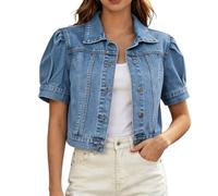 Veste En Jean Femme Automne Hiver Esprit Moderne Vestiaire Polyvalent Escapade Denim Manches Courtes Coupe Courte Style Denim Coupe Casual Association Facile
