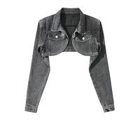 Veste en Jean Femme,Veste en Jean Courte pour Femme Boléro en Détresse Hauts Courts Hauts sur Mesure Stretch Trucker Outwear Court Bouton Manteau en Jean Cardigan Jeansjacke pour Filles Automne Prin