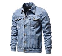 Veste en Jean Homme Casual Blouson Léger Chaud Jacket Hiver Exterieur De Travail Moto Manteau Automne Mi Saison Denim