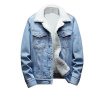 Veste en Jean Homme Casual Blouson Polaire Hommes Léger Veste Mi Saison en Jeans Denim Jacket Chaud Hiver Vestes Jean Exterieur Blouson Polaire de Travail Moto Manteau Hiver Automne Pas Cher